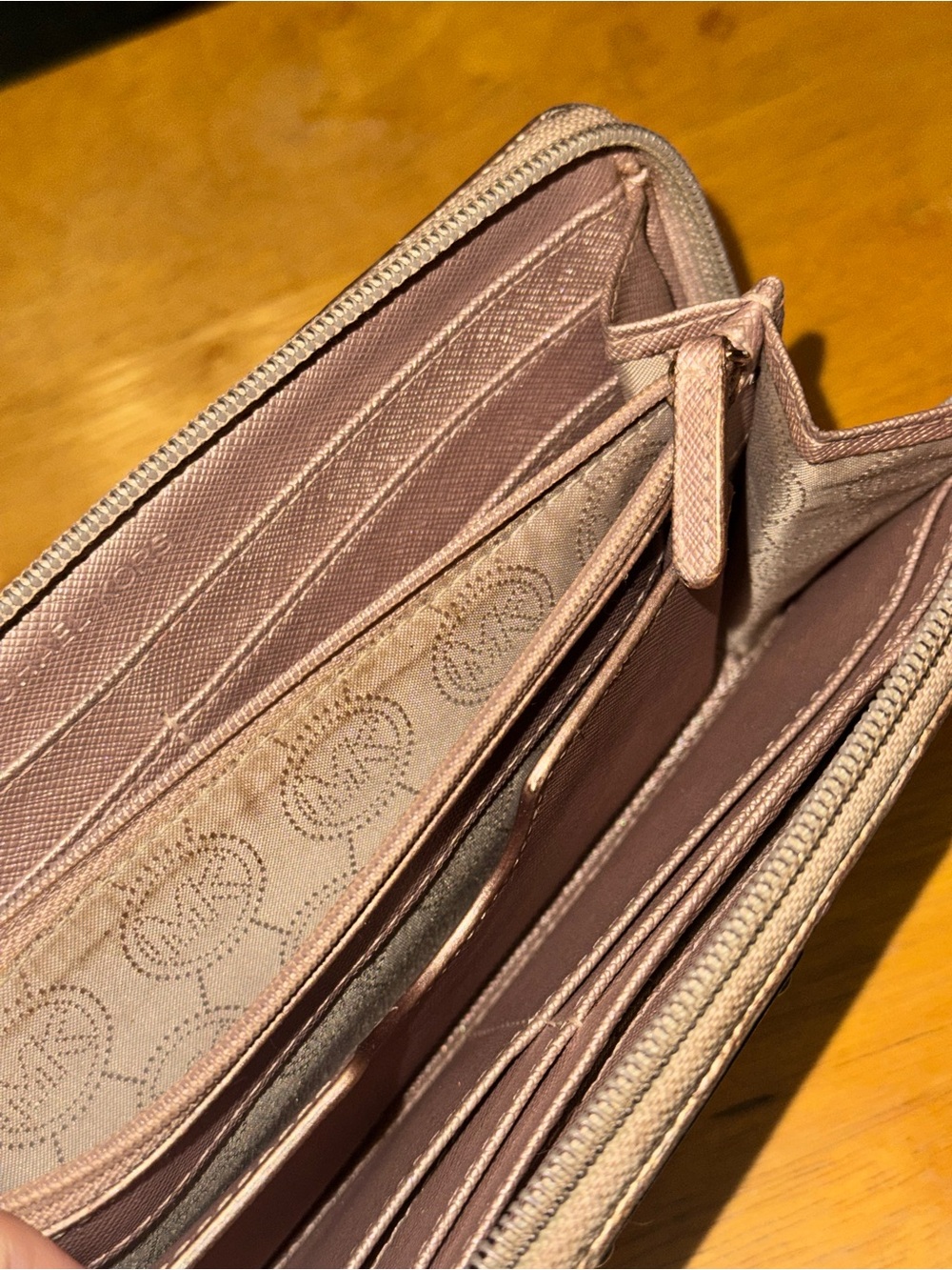 Michael Kors Gold Metallic Monogram Wristlet Zip Around Wallet Bag Plaque - Picture 6 of 12